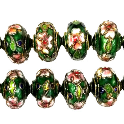 ENAMEL RONDELLE 11X15MM GREEN